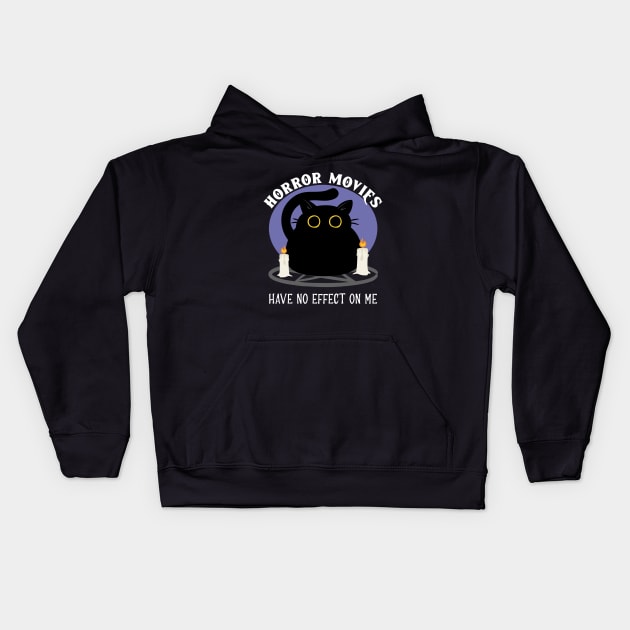 Horror Movies Have No Effect On Me - Funny Satanic Cat Design Kids Hoodie by TMBTM